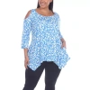 White Mark Plus Womens Scoop Neck 3/4 Sleeve Tunic Top In Blue