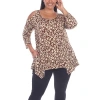 White Mark Plus Womens Scoop Neck 3/4 Sleeve Tunic Top In Brown