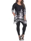 White Mark Plus Yanette Tunic Top In Black