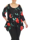 White Mark Plus Womens Sharkbite Hem Tunic Top In Multi