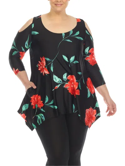 White Mark Plus Womens Sharkbite Hem Tunic Top In Multi