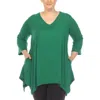 White Mark Women's Maternity Empire Waist V-neck Tunic Top In Green
