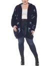 White Mark Plus Size Hooded Open Front Sherpa Sweater In Multi