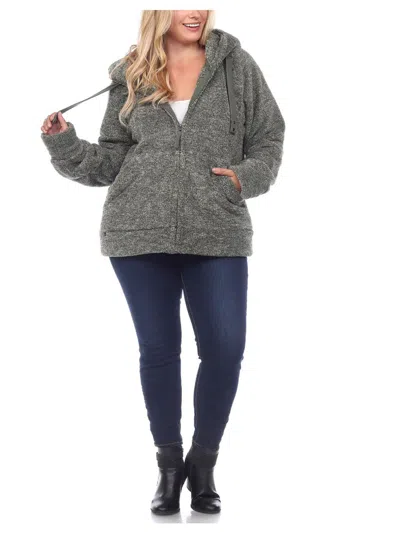 White Mark Plus Womens Sherpa Hooded Fleece Jacket In Green
