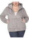 White Mark Plus Size Hooded Sherpa Jacket In Grey