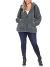 White Mark Plus Size Hooded Sherpa Jacket In Pink