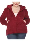 White Mark Plus Size Hooded Sherpa Jacket In Red