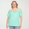 White Mark Plus Womens Short Sleeve Tunic Top In Green