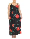 White Mark Plus Size Floral Strap Maxi Dress In Black,red