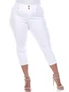 White Mark Plus Size Super Stretch Capri Denim In White