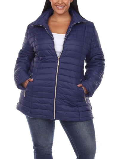 White Mark Plus Womens Warm Winter Puffer Jacket In Blue