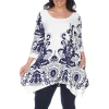White Mark Plus Yanette Womens Scoop Neck 3/4 Sleeve Tunic Top In White