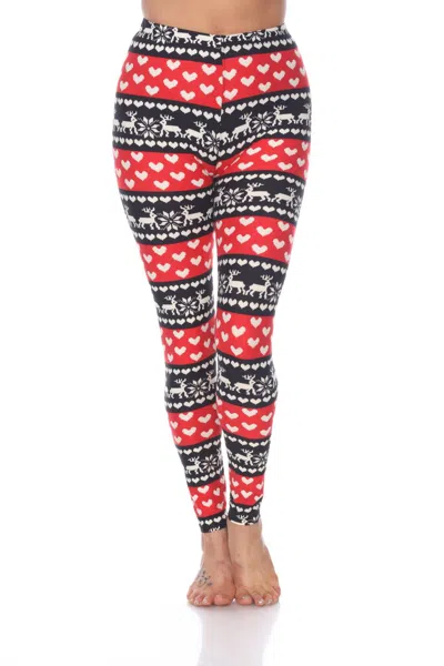 White Mark Printed Leggings In Red / White