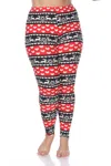 White Mark Printed Leggings - Plus In Red / White In Multi