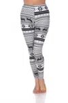 White Mark Reindeers Printed Leggings In Grey / White In Multi