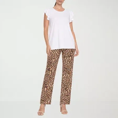 White Mark Ruffle 2-pc. Pant Set In Brown