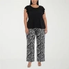 White Mark Ruffle 2-pc. Pant Set-plus In Black