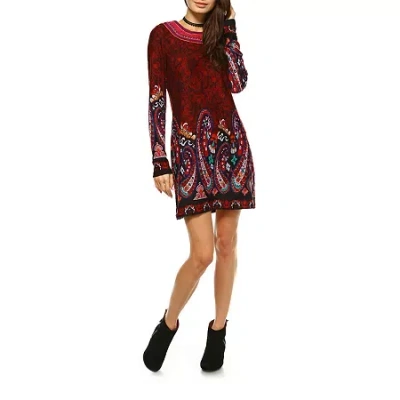 White Mark Sandrine Embroidered Sweater Dress In Red