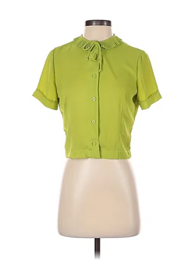 Pre-owned White Mark Short Sleeve Blouse In Green