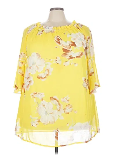 Pre-owned White Mark Short Sleeve Blouse In Yellow