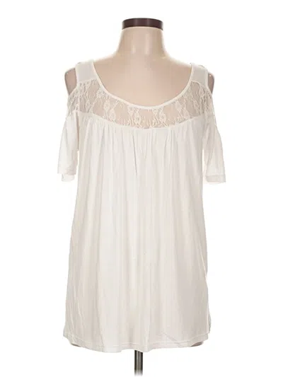 Pre-owned White Mark Short Sleeve Top Ivory Cold Shoulder Neckline Tops