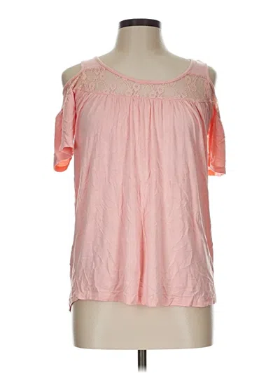 Pre-owned White Mark Short Sleeve Top Pink Cold Shoulder Neckline Tops