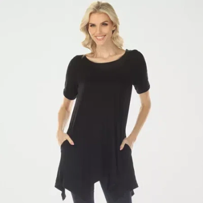 White Mark Swing Womens Scoop Neck Short Sleeve Tunic Top In Black