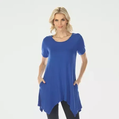 White Mark Swing Womens Scoop Neck Short Sleeve Tunic Top In Blue