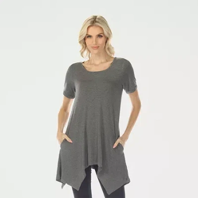 White Mark Swing Womens Scoop Neck Short Sleeve Tunic Top In Gray