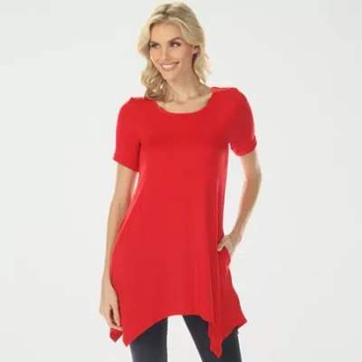White Mark Swing Womens Scoop Neck Short Sleeve Tunic Top In Red