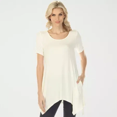White Mark Swing Womens Scoop Neck Short Sleeve Tunic Top In White