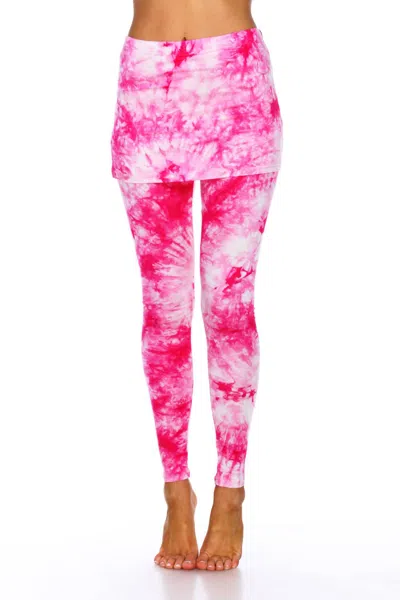 White Mark Tie Dye Skirted Leggings In Pink