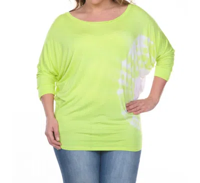 WHITE MARK TIE DYE TUNIC TOP - PLUS IN LIME GREEN