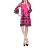 White Mark Uniss Womens 3/4 Sleeve Paisley Sheath Dress In Pink