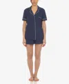 White Mark Women's 2 Pc. Short Sleeve Pajama Set In Navy