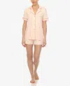 White Mark Women's 2 Pc. Short Sleeve Pajama Set In Pink
