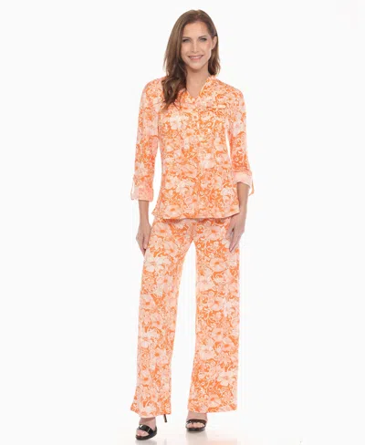 White Mark Women's 2-piece Floral Print Tunic Top And Pants Set