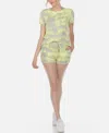 White Mark Women's 2 Piece Top Shorts Lounge Set In Gray,yellow