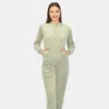 White Mark Women's 2-piece Velour With Faux Leather Stripe Tracksuit In Green