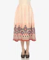 White Mark Plus Size Pleated Skirt With Border Print In Orange