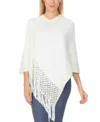White Mark Women's Cable Knit Poncho Sweater In Animal Print