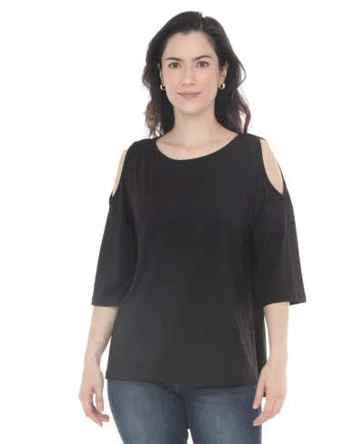 WHITE MARK WOMEN'S CASUAL COLD SHOULDER PULLOVER TOP