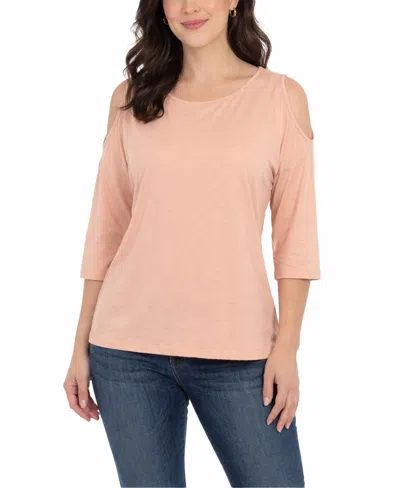 White Mark Women's Casual Cold Shoulder Pullover Top In Gold