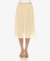 White Mark Plus Size Pleated Chiffon Midi Skirt In Beige