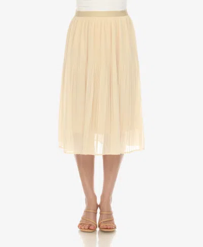 White Mark Women's Chiffon Pleated Midi Skirt In Beige