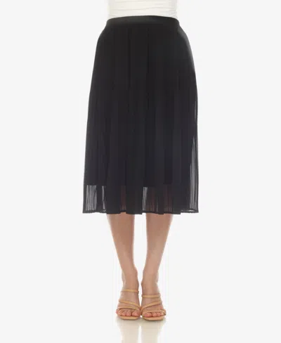 White Mark Women's Chiffon Pleated Midi Skirt In Black