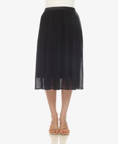 White Mark Plus Size Pleated Chiffon Midi Skirt In Black