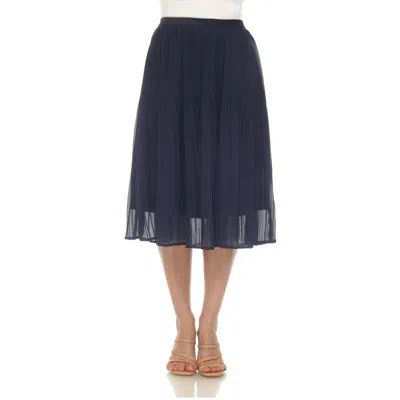 White Mark Women's Chiffon Pleated Midi Skirt In Blue