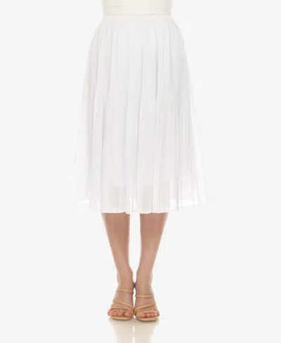 White Mark Women's Chiffon Pleated Midi Skirt In White