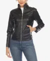 White Mark Women's Classic Biker Faux Leather Jacket In Black